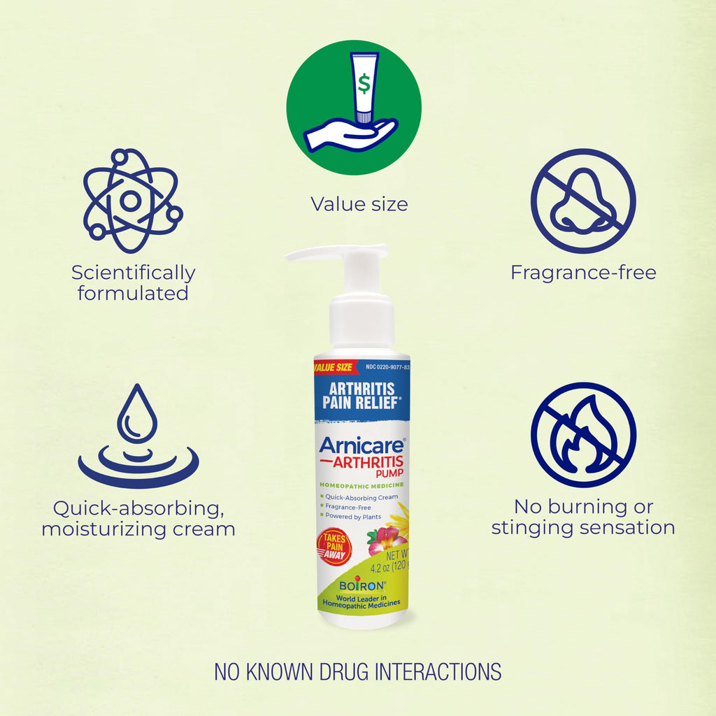 Fast absorbing non greasy homeopathic arthritis pain cream for knees and hands
