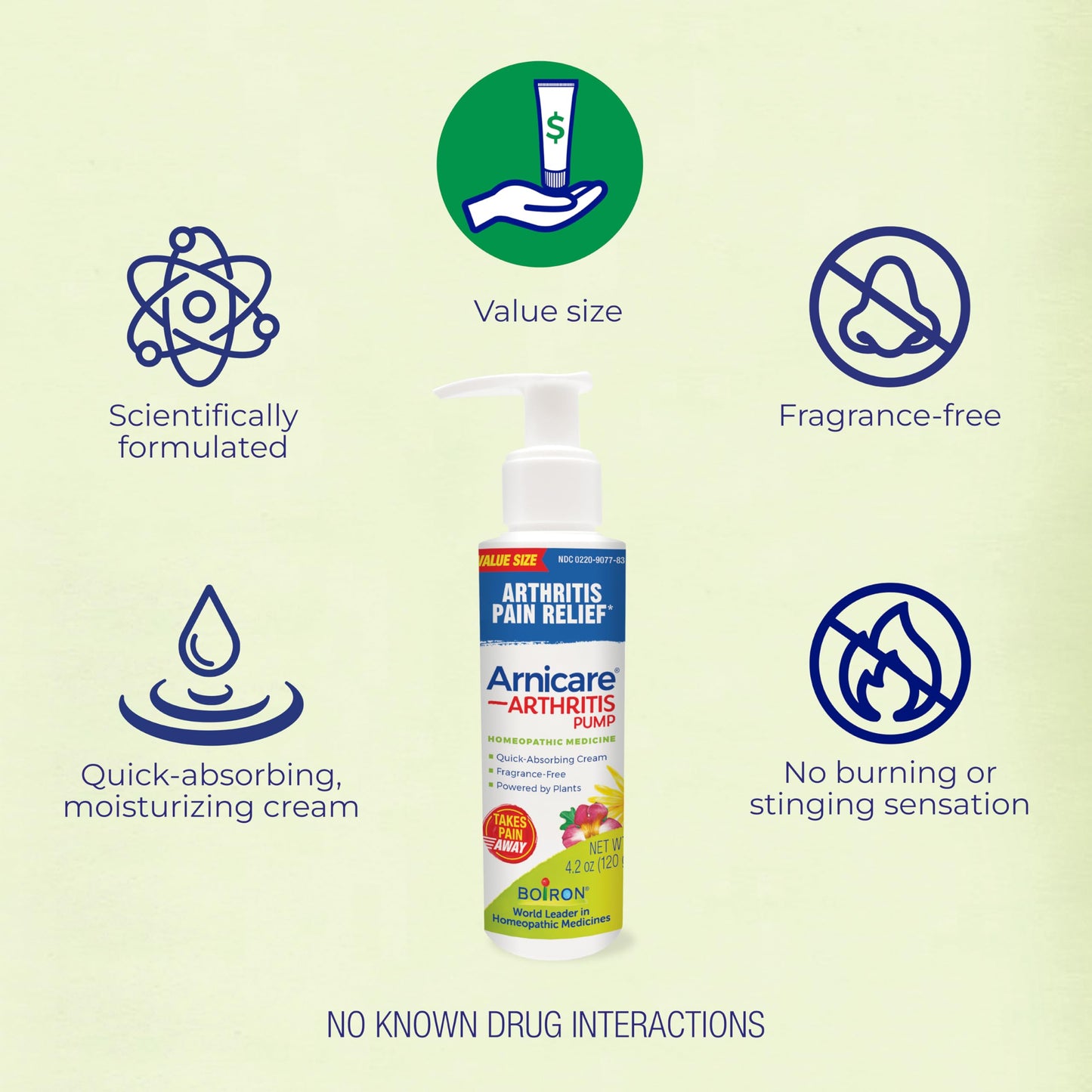 Fast absorbing non greasy homeopathic arthritis pain cream for knees and hands