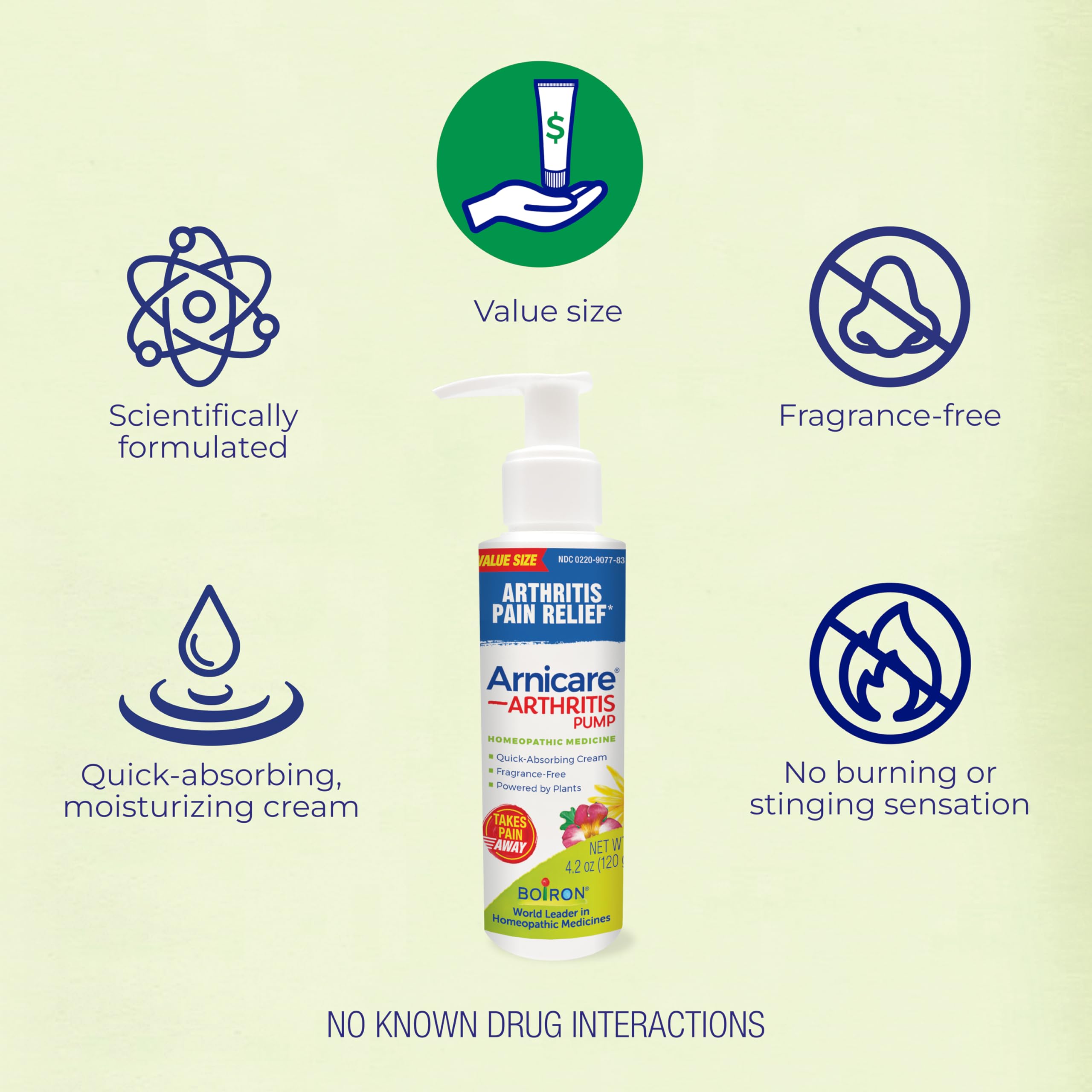 Fast absorbing non greasy homeopathic arthritis pain cream for knees and hands