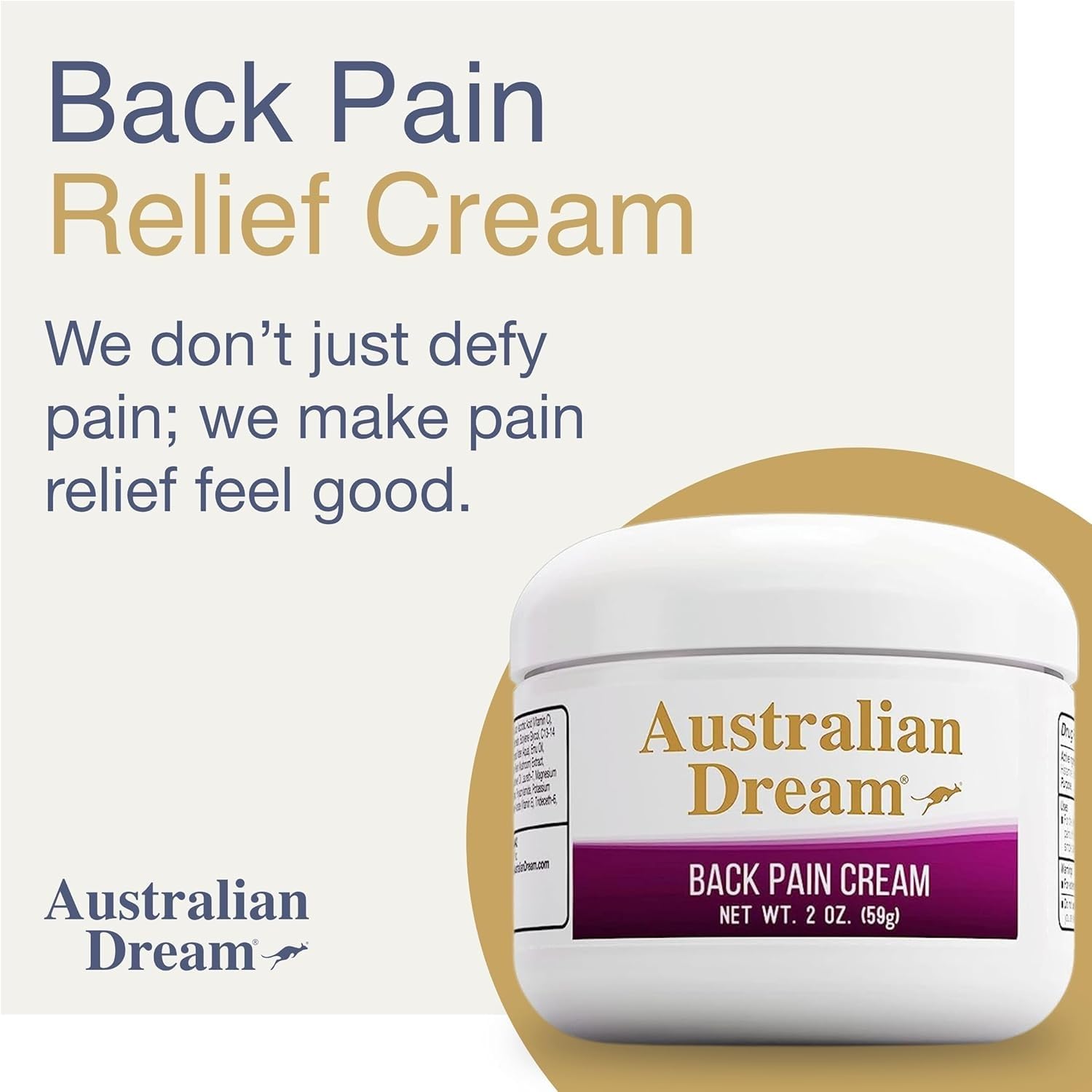 Australian Dream fast absorbing backache relief ointment container