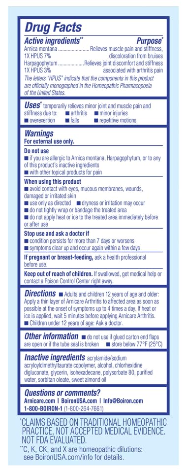 Premium Boiron USA over the counter health care product for minor arthritis stiffness