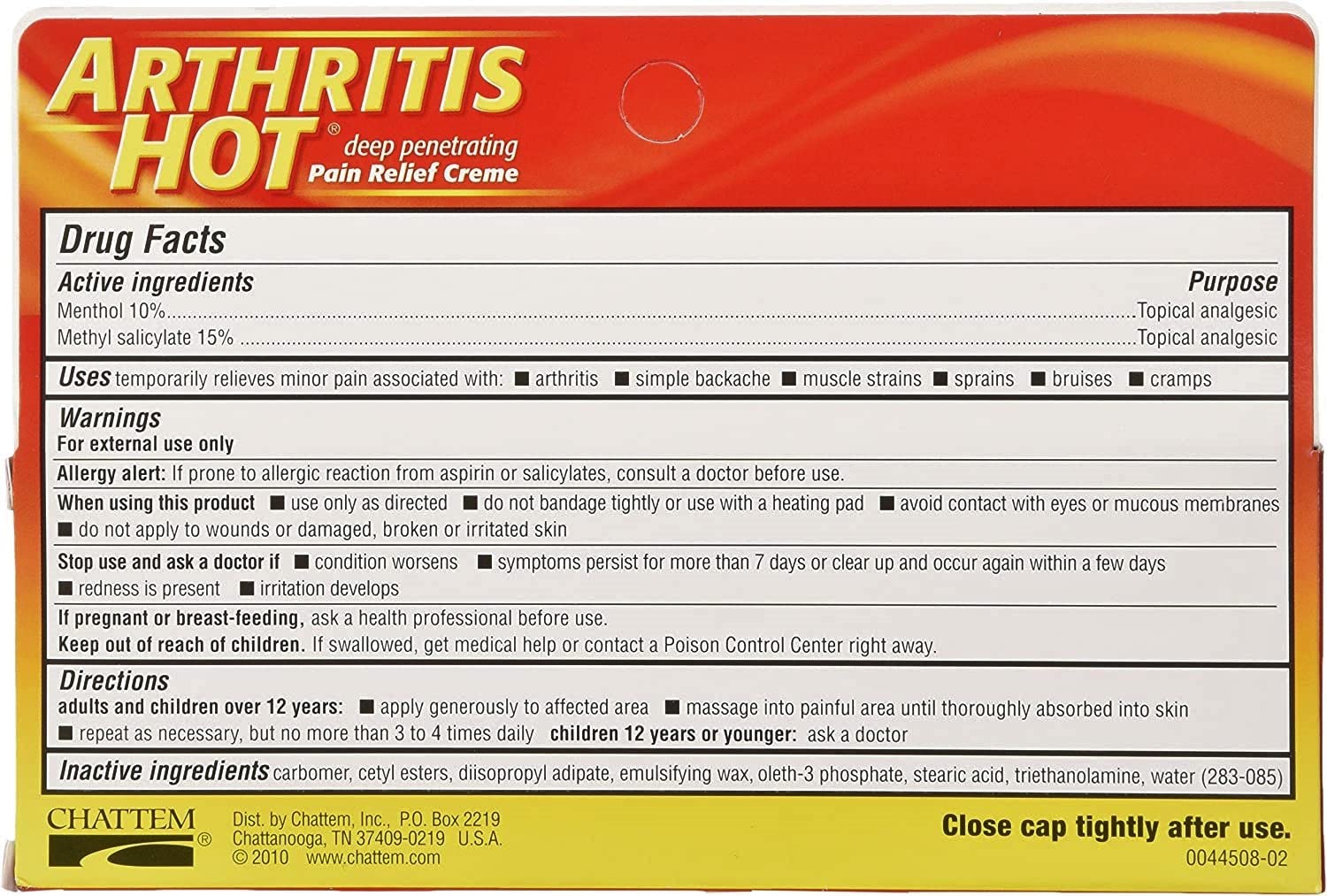Marble Medical Arthritis Hot Penetrating heating rub pack of three tubes showing product labels and ingredient facts