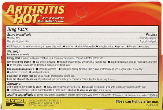 Marble Medical Arthritis Hot Penetrating heating rub pack of three tubes showing product labels and ingredient facts