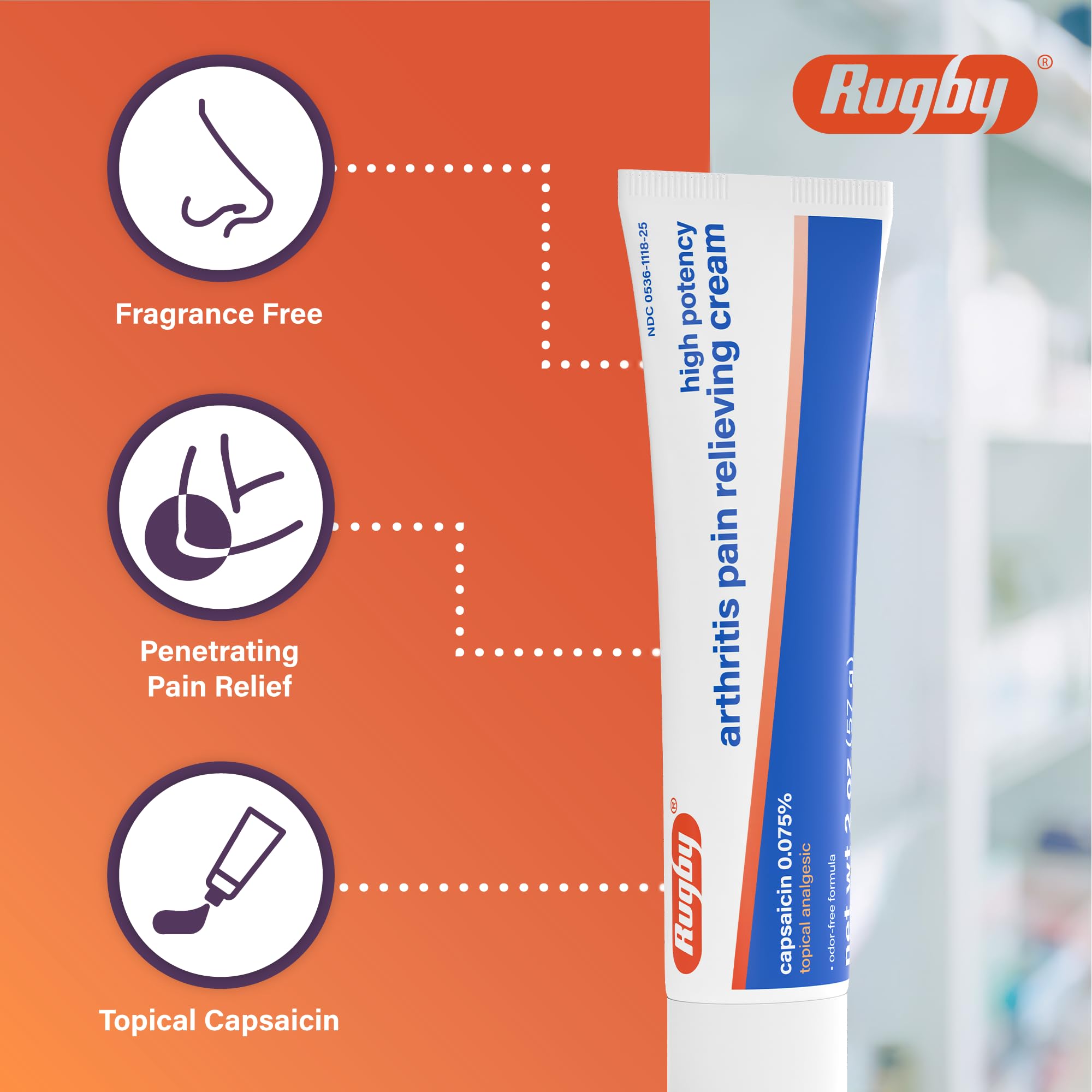 Rugby high potency warming pain cream non greasy formula product display