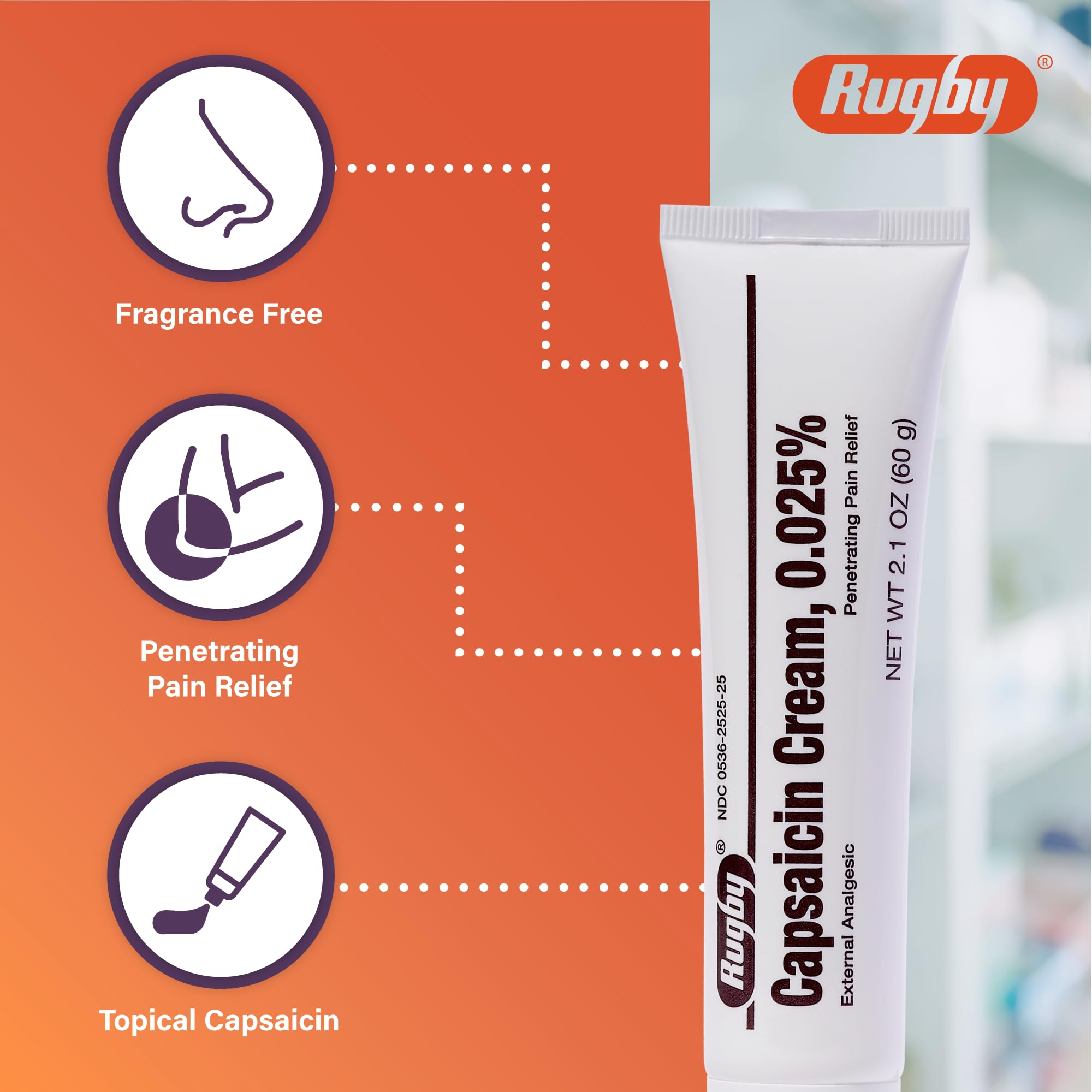 Rugby Laboratories regular strength capsaicin cream four pack box