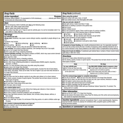 GoodSense 3.53 Ounces arthritis joint care medication drug facts panel
