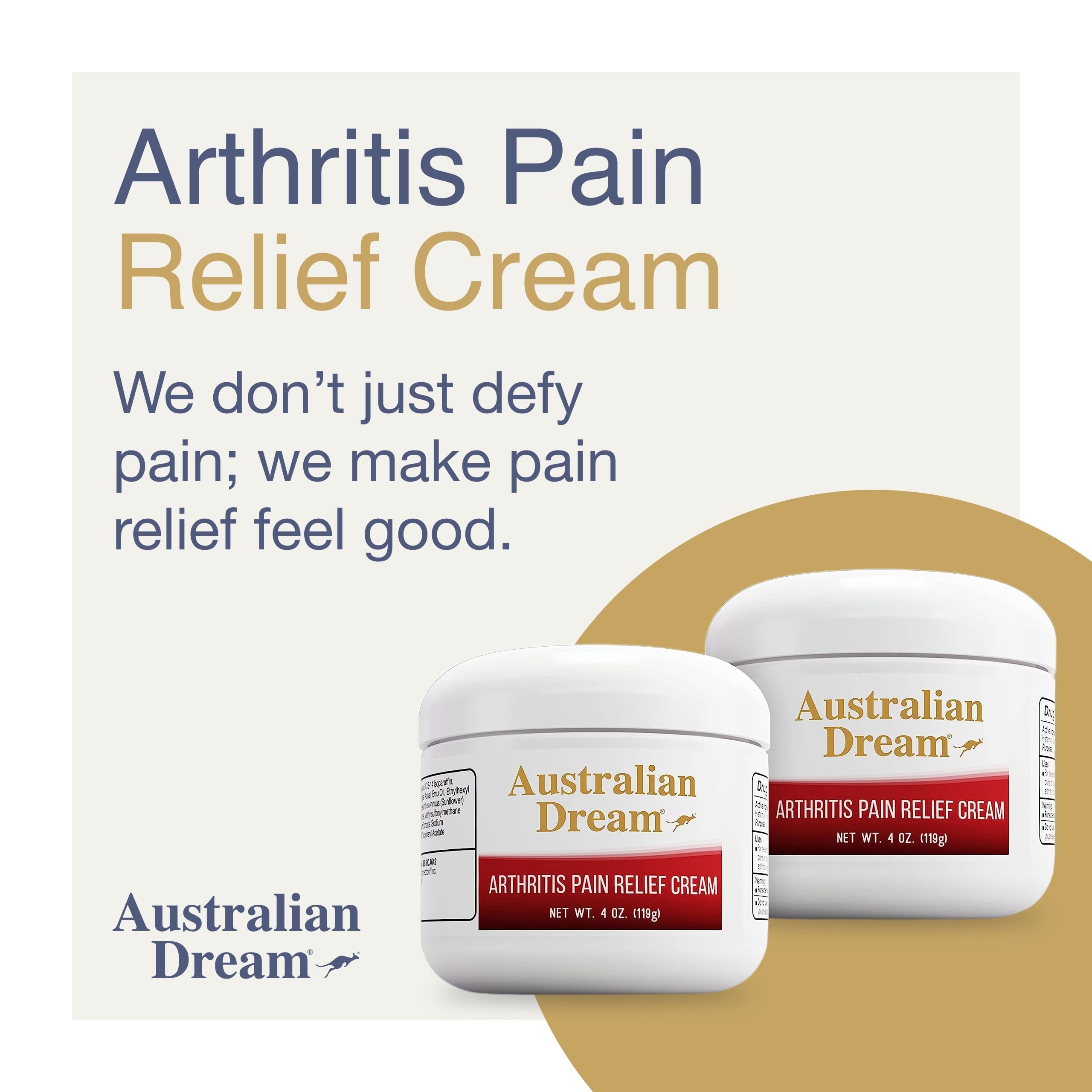 Australian Dream odour free arthritis relief cream jars close up