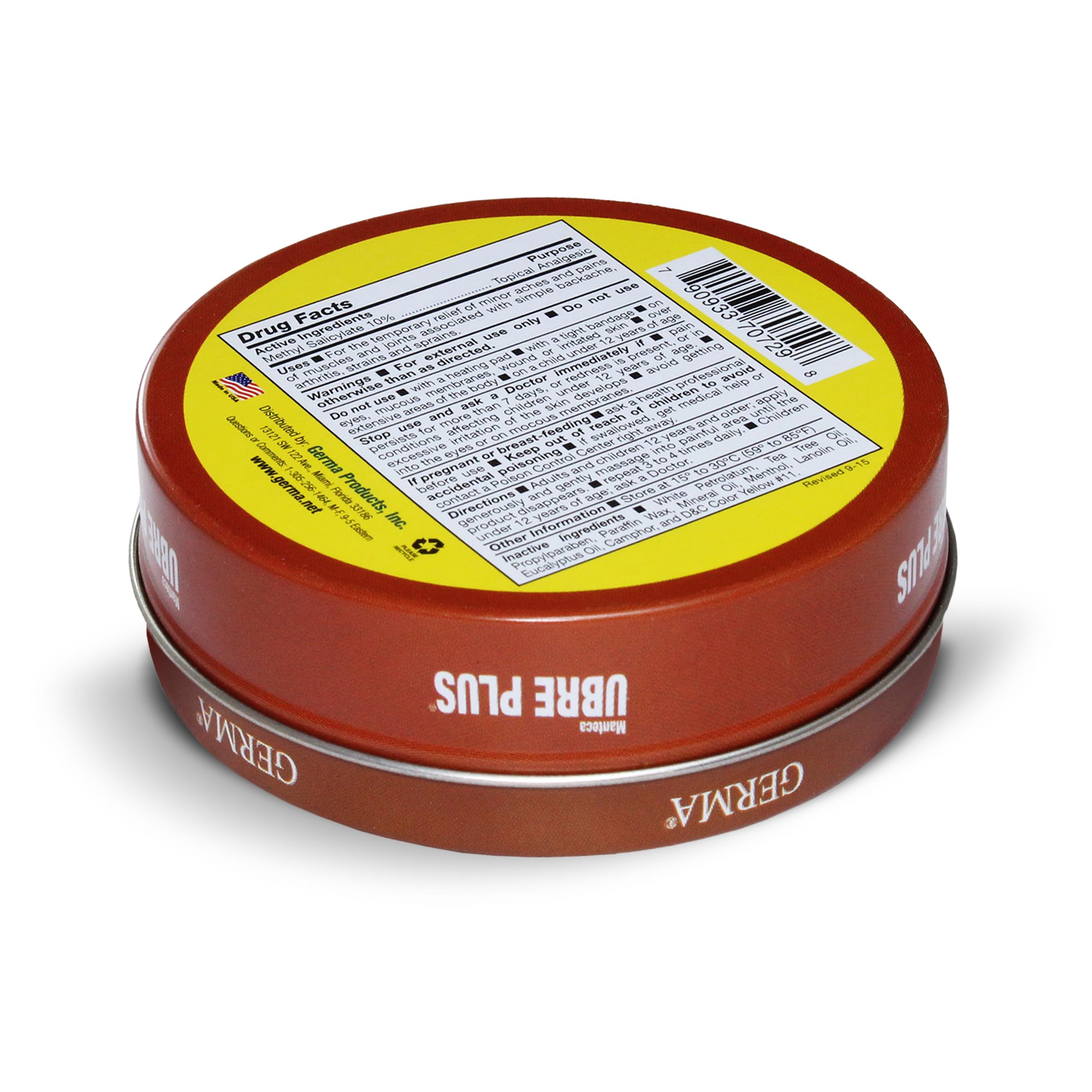 Germa muscle and joint pain relief ointment tin packaging details