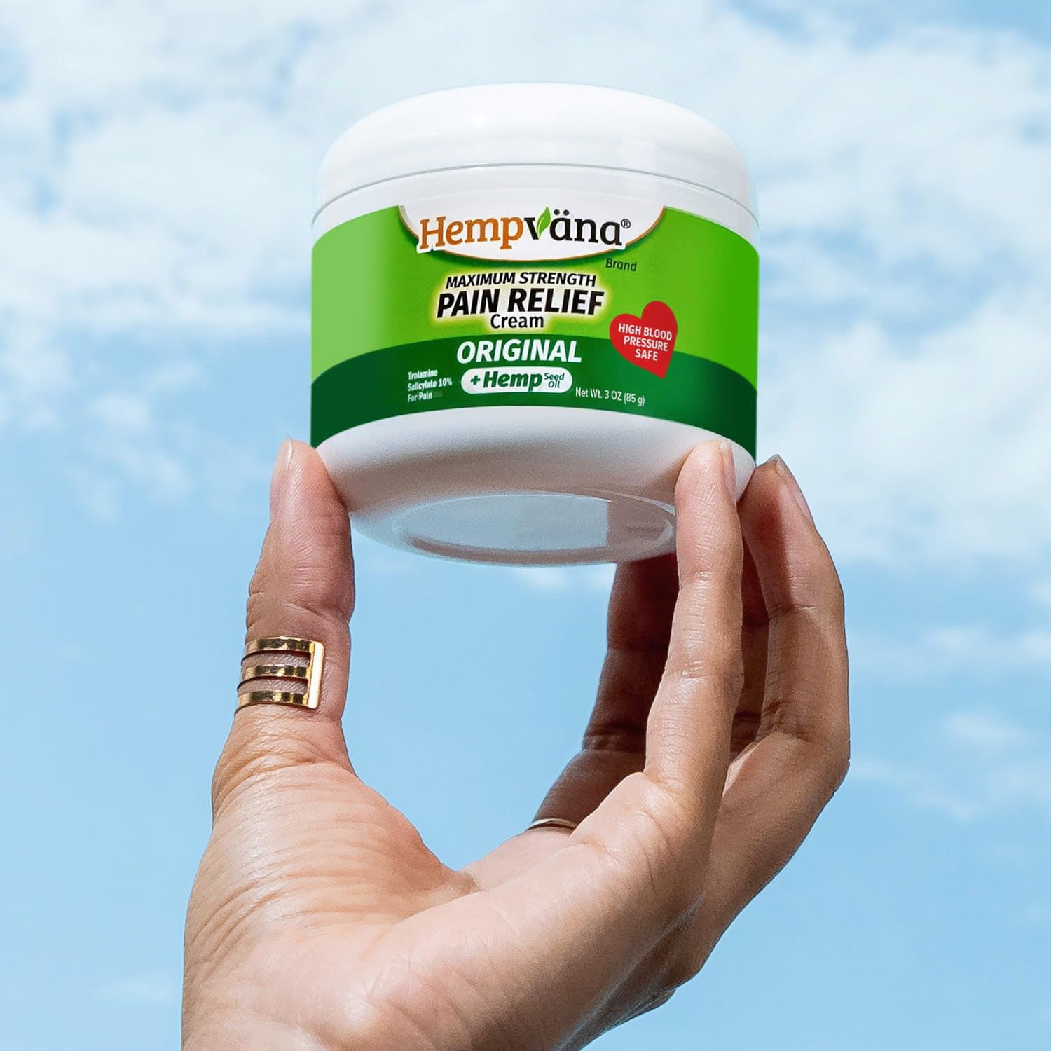 Back label of Hempvana 4 Ounce cream showing drug facts and active ingredients.