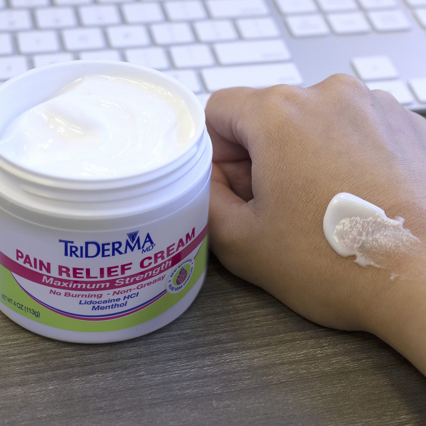 TriDerma imported USA wellness personal care cream packaging detail