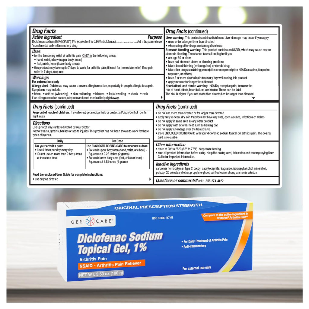 Three pack of GeriCare extra strength pain relief gel for hand wrist and knee discomfort