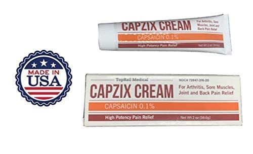 Back label of Capzix cream with active ingredient instructions and warnings.