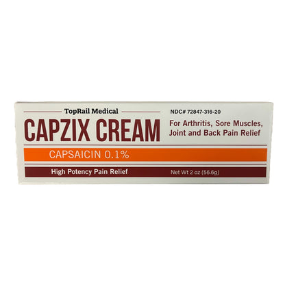 Capzix maximum strength capsaicin cream for temporary minor ache management.