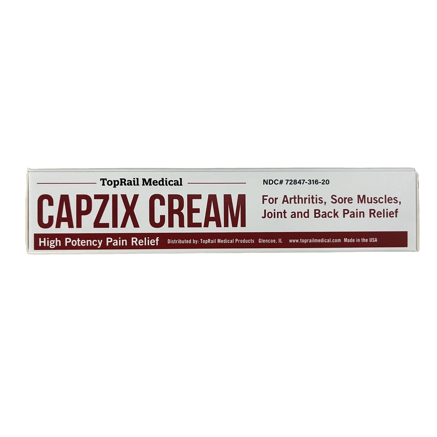 Close up view of Capzix high potency arthritis pain formula tube.