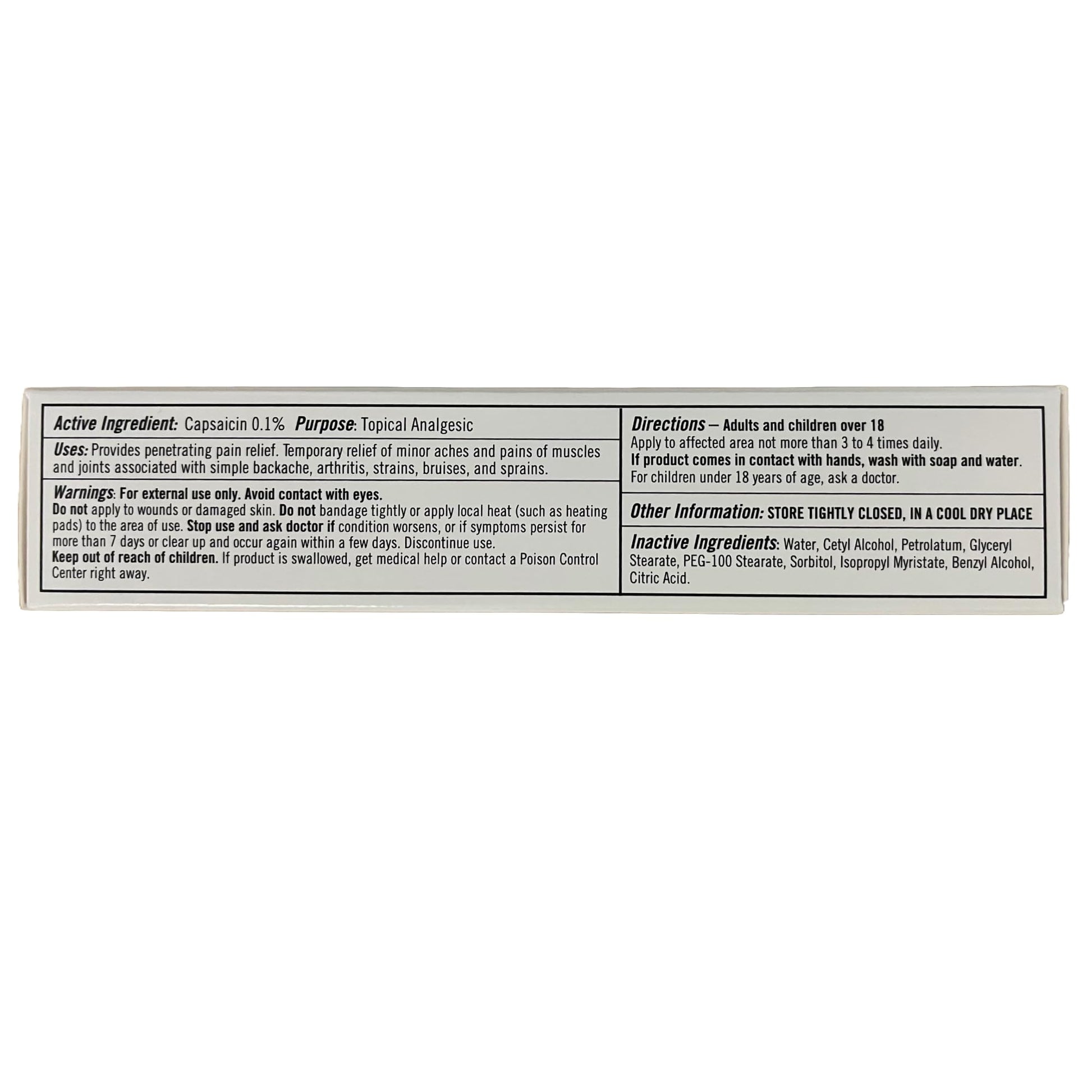 Capzix external use pain relief cream for backaches and strains.