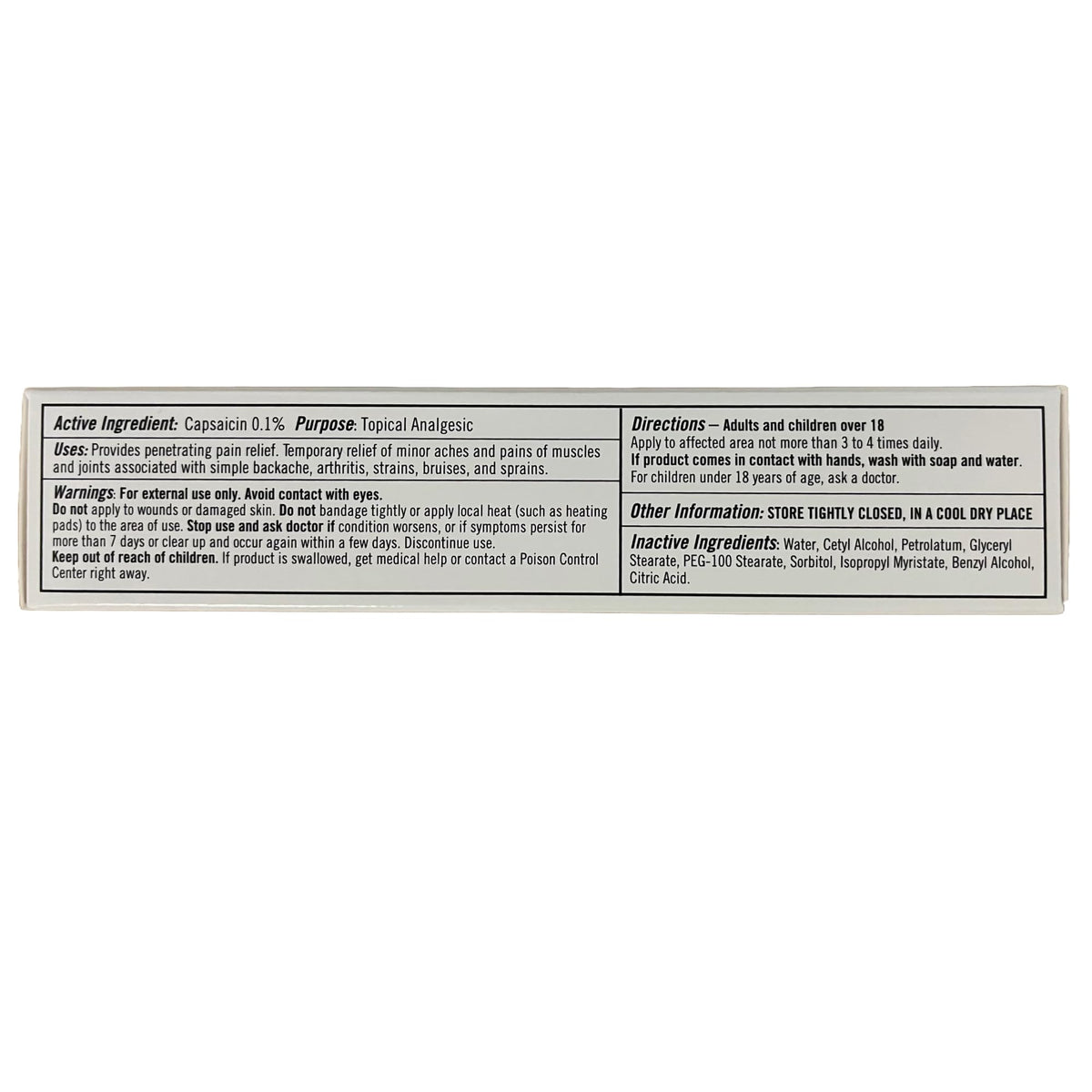 Capzix external use pain relief cream for backaches and strains.