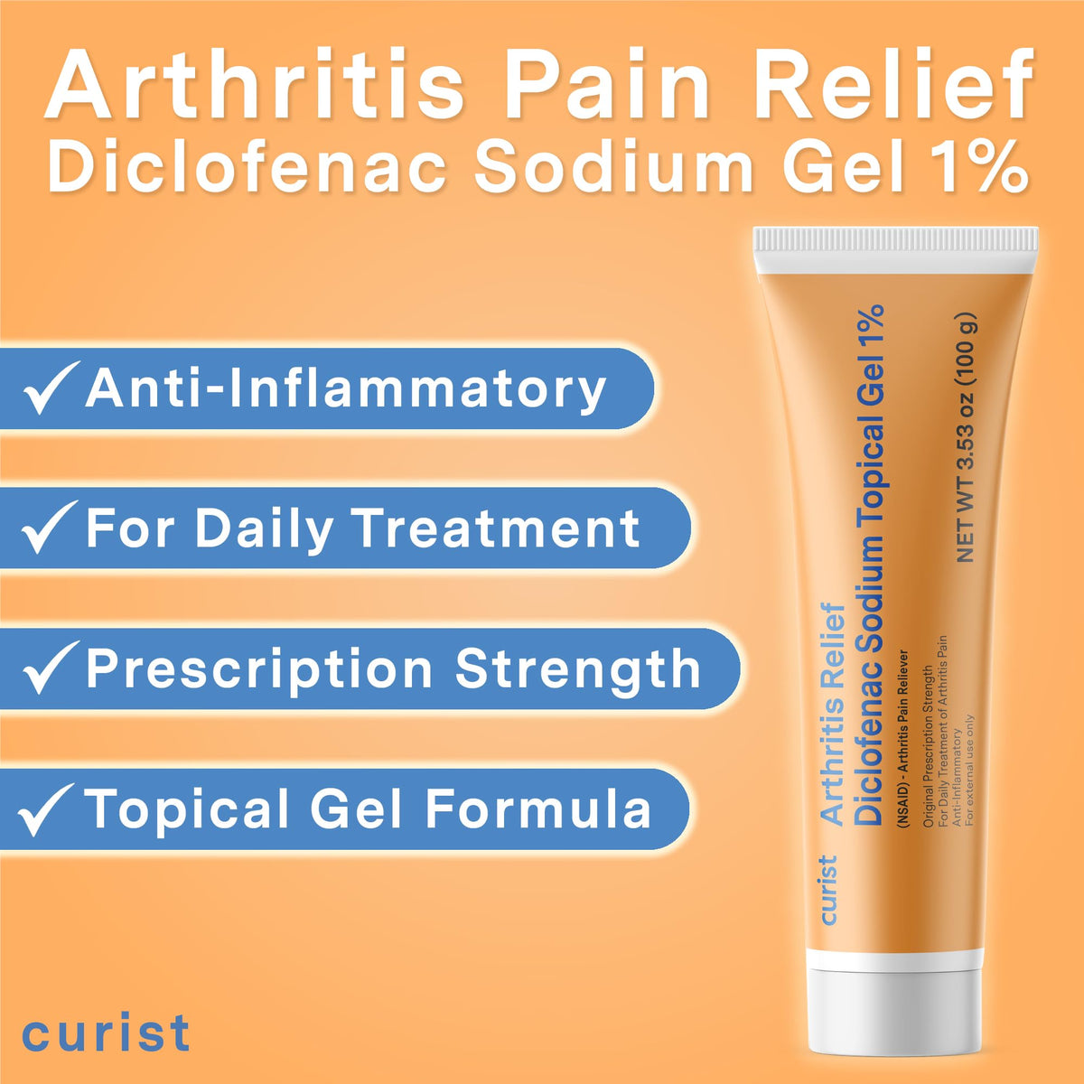 Curist imported USA healthcare topical gel for elbow and foot pain relief