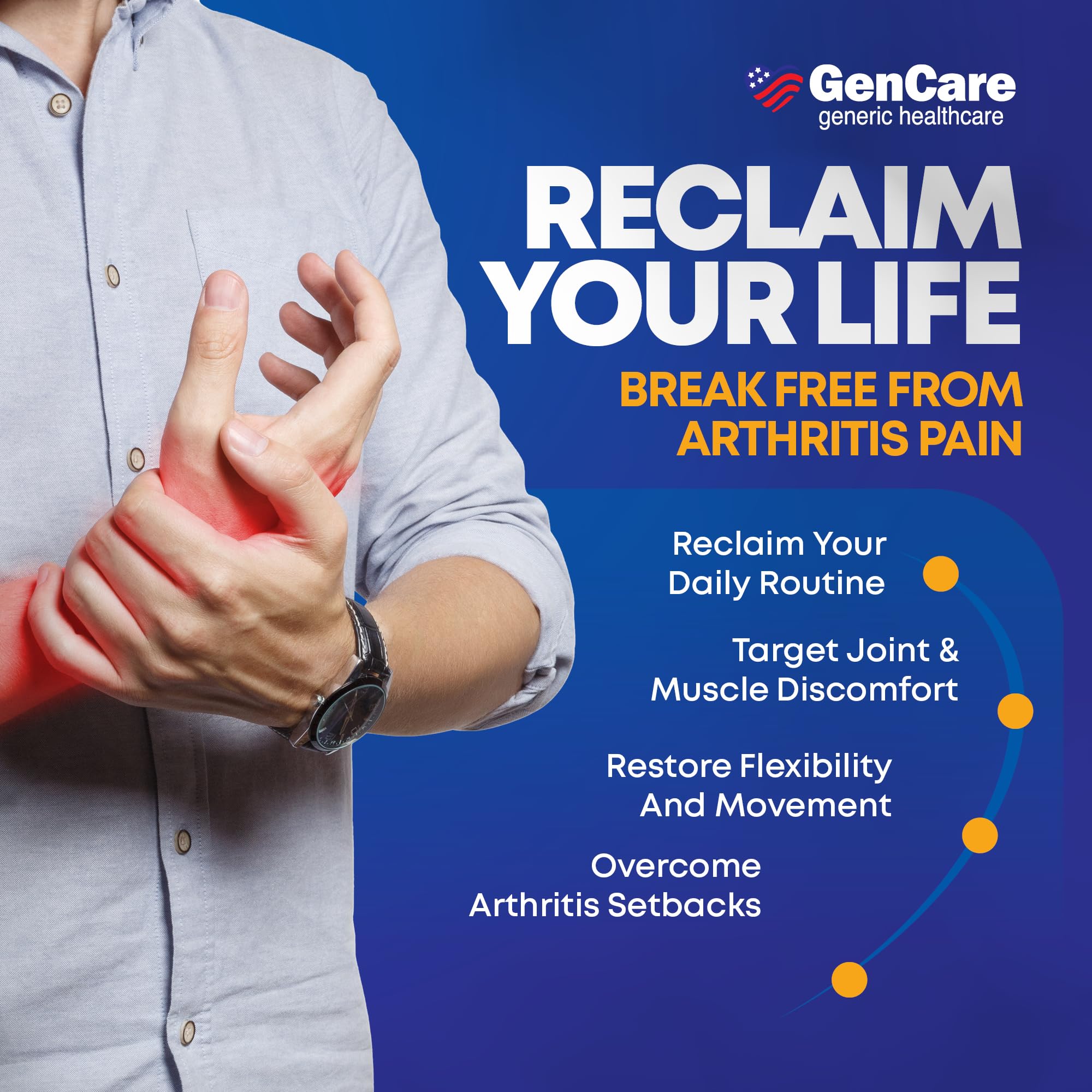Back label of GenCare arthritis gel outlining usage instructions and safety warnings.