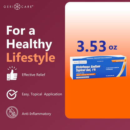 GeriCare diclofenac sodium one percent packaging showing drug facts