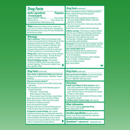 Close up view of the active ingredients panel on the BC Arthritis Pain box.