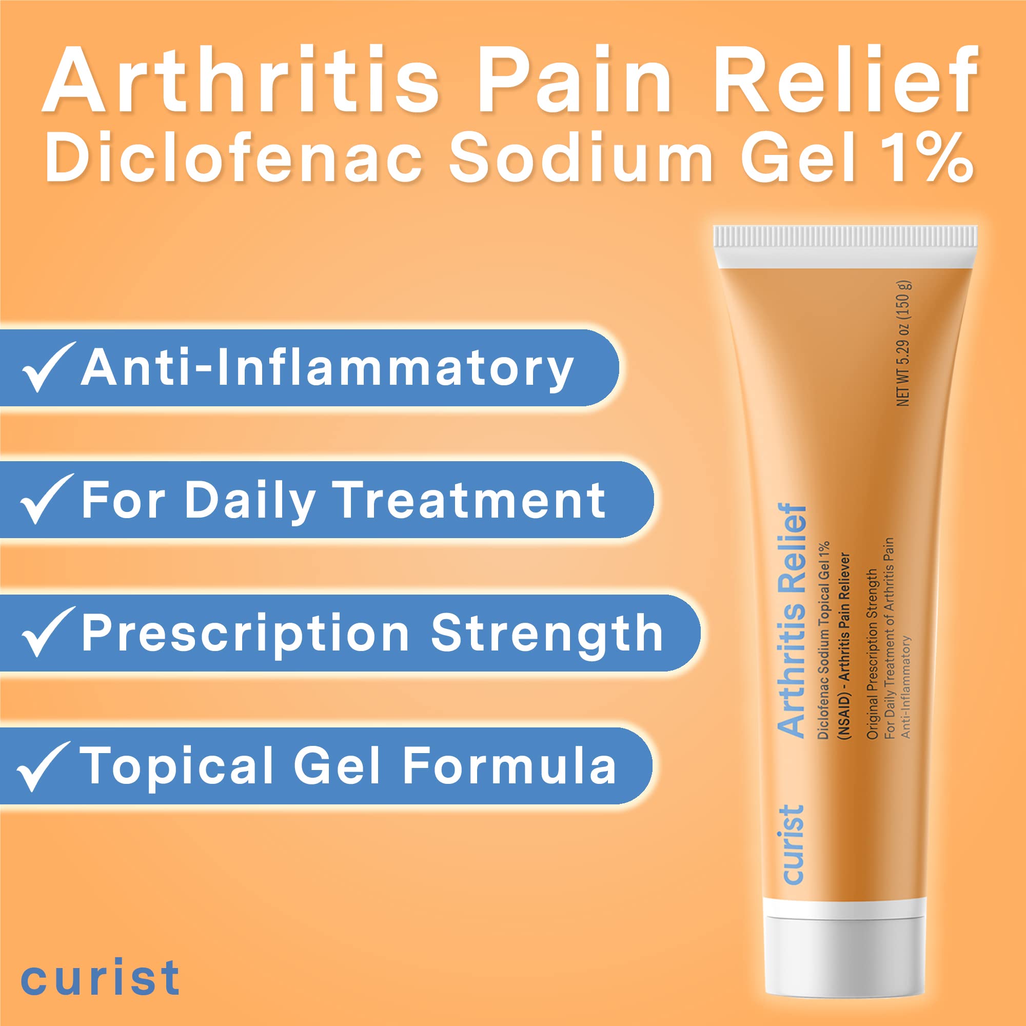 Curist one percent diclofenac gel multi pack packaging for wrist and knee stiffness treatment