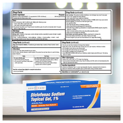 Topical NSAID gel for relieving stiffness in hands, wrists, knees, and ankles.