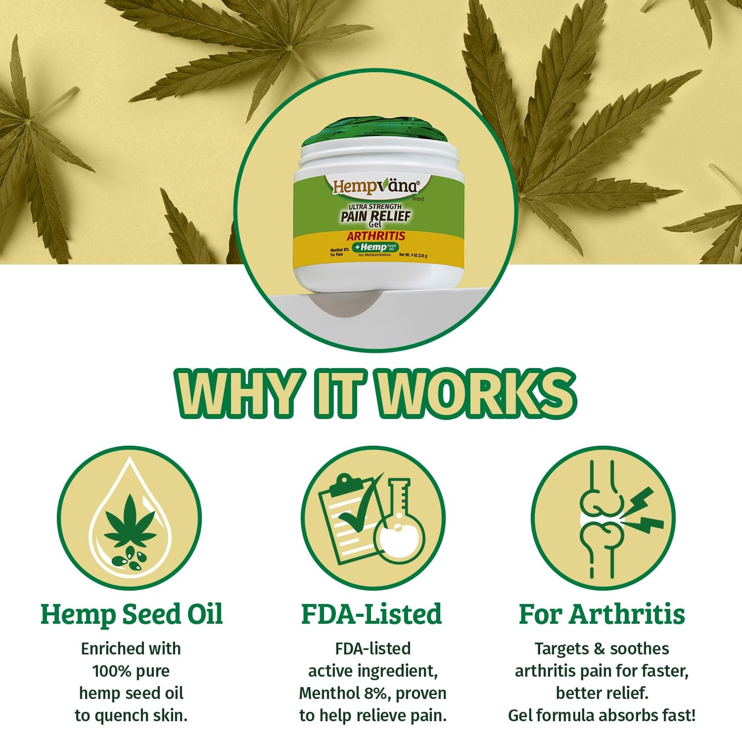 Hempvana topical analgesic gel for joint and muscle comfort close up