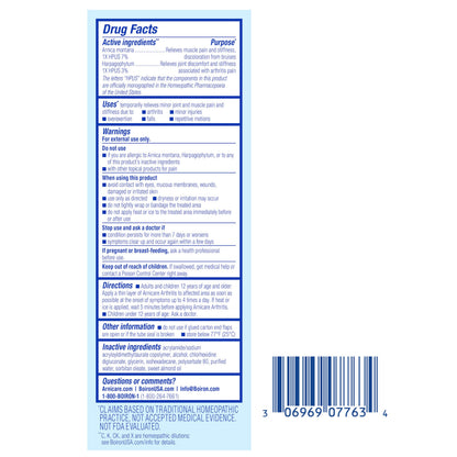 Boiron Arnicare Homeopathic cream featuring arnica and devil's claw for stiffness