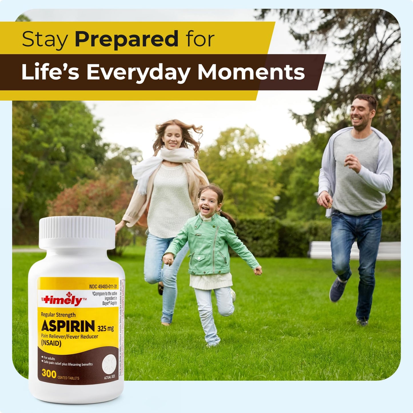 Timely by Time-Cap Labs adult pain reliever bottle illustrating premium American manufacturing
