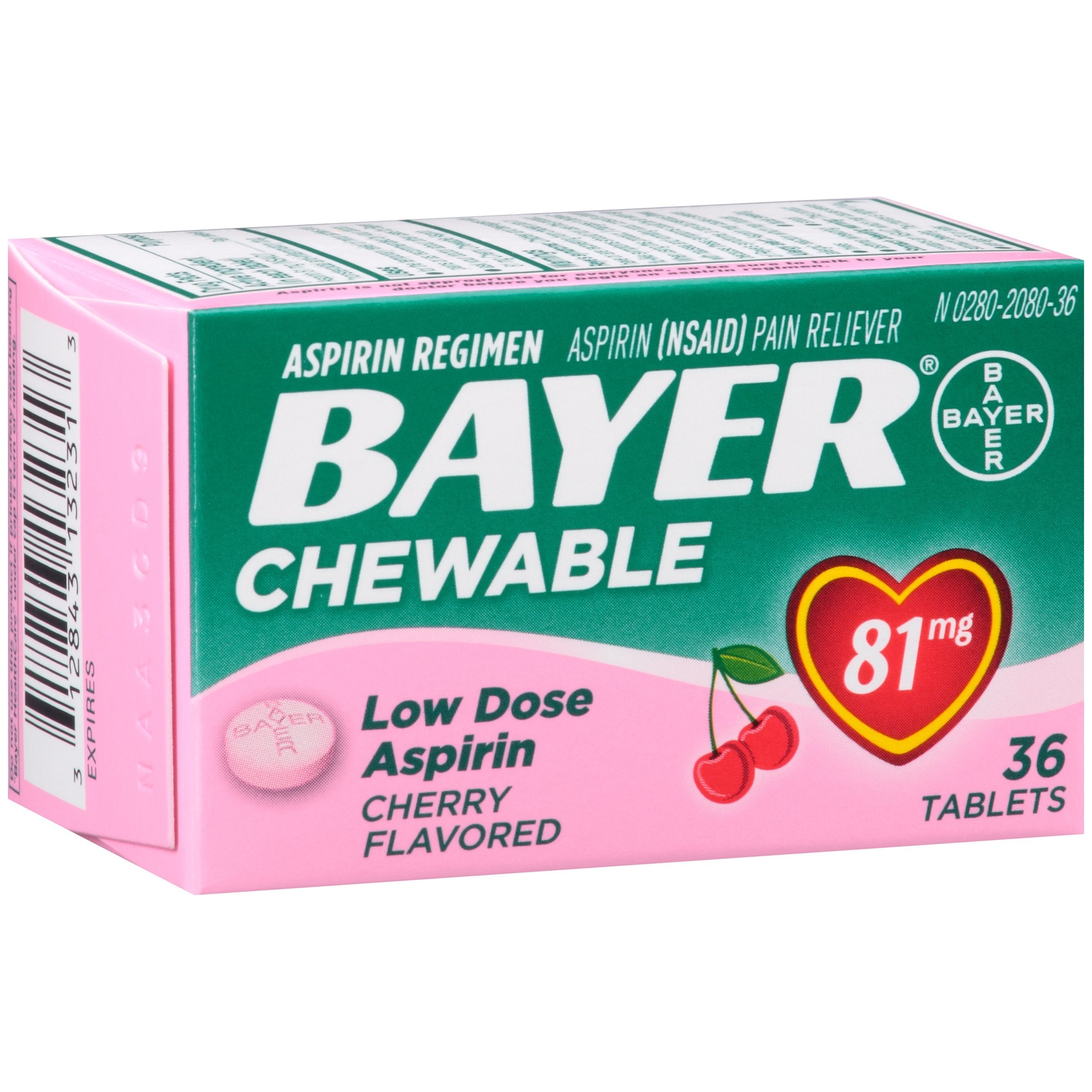 Authentic USA imported Bayer 81mg chewable tablets drug facts label view