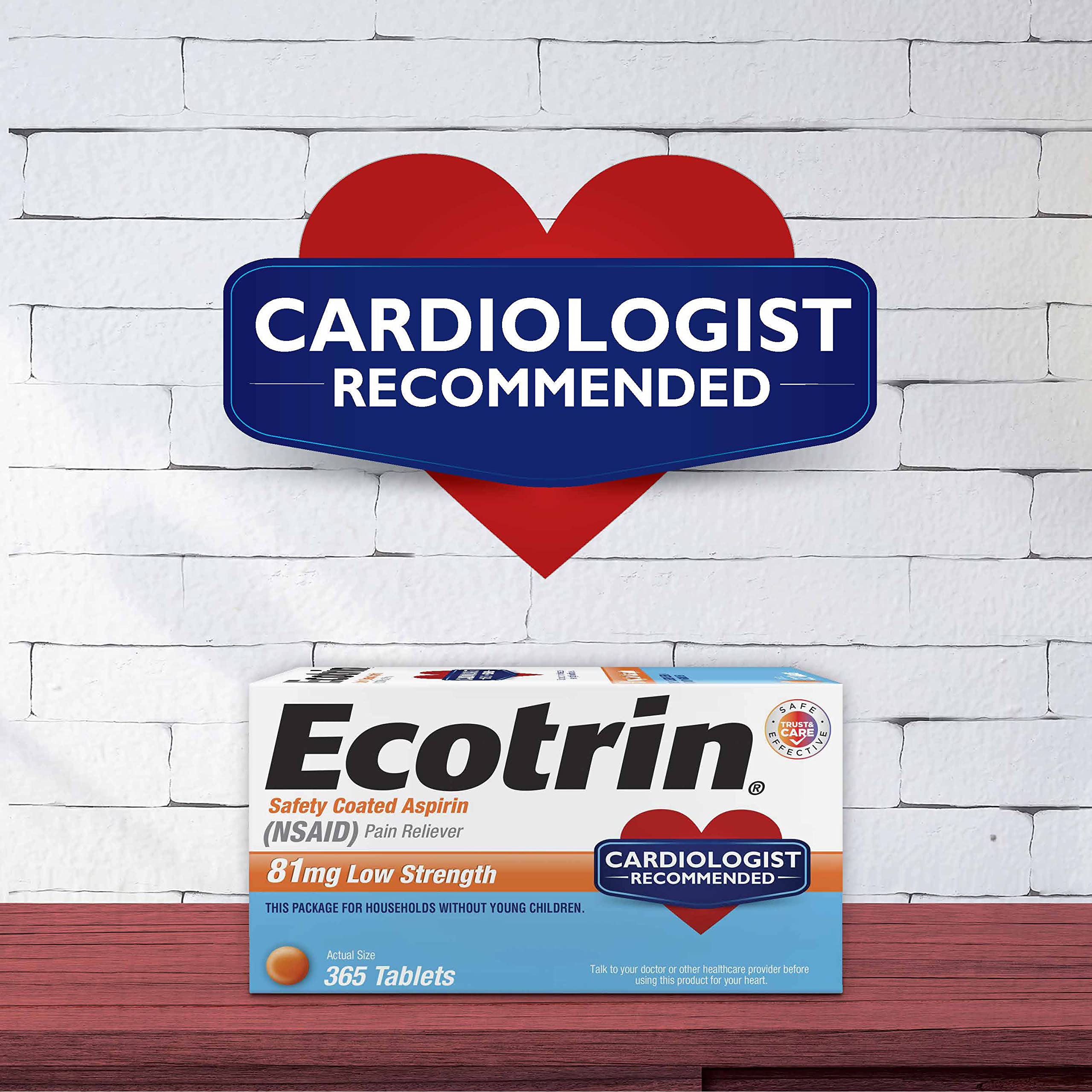 Authentic USA sourced Ecotrin low dose pain reliever tablets side label ingredients list