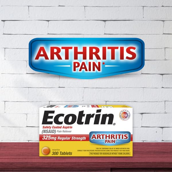 Ecotrin regular strength arthritis pain relief aspirin 2 pack product packaging detailing stomach safety benefits