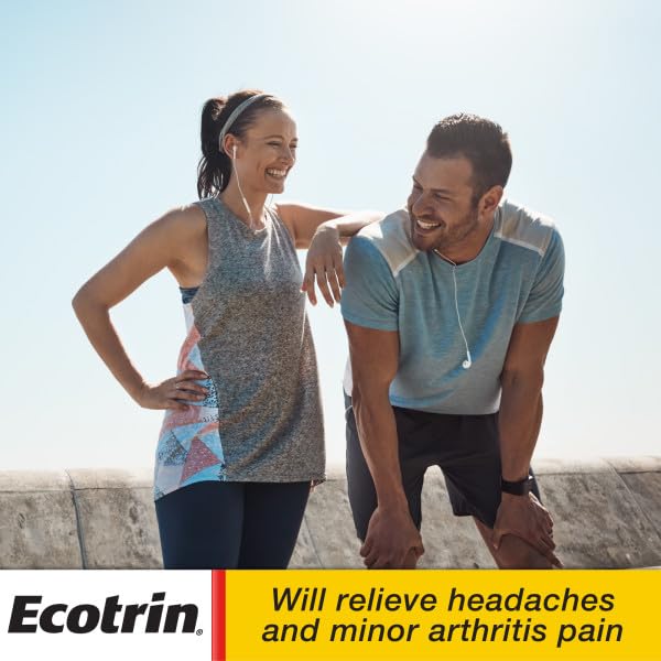 Side view of Ecotrin 325mg safety coated tablets packaging showing drug facts and ingredients list