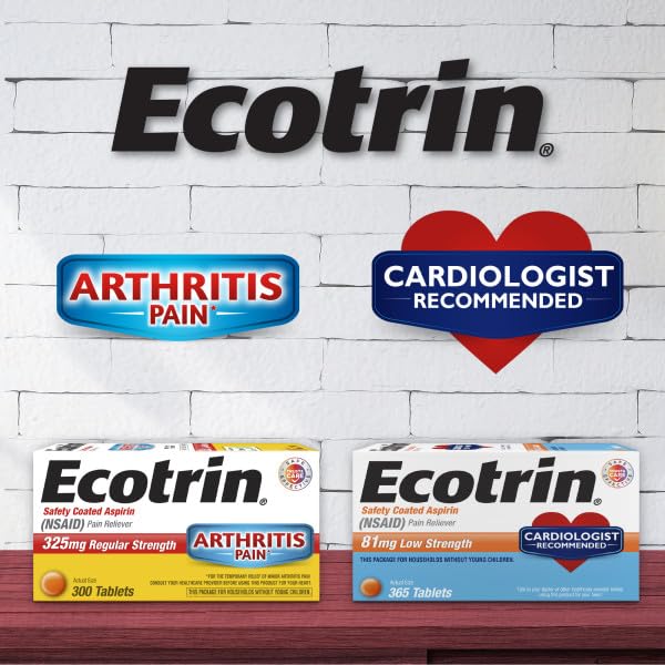 USA imported Ecotrin 325mg regular strength tablets for minor arthritis and muscle pain relief