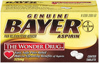 Side angle of the imported USA Bayer pain reliever 50 coated tablets twin pack bottles