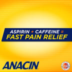 Anacin dual action aspirin and caffeine formula bottles