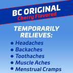 BC cherry flavor headache powder individual portable stick packs displayed clearly