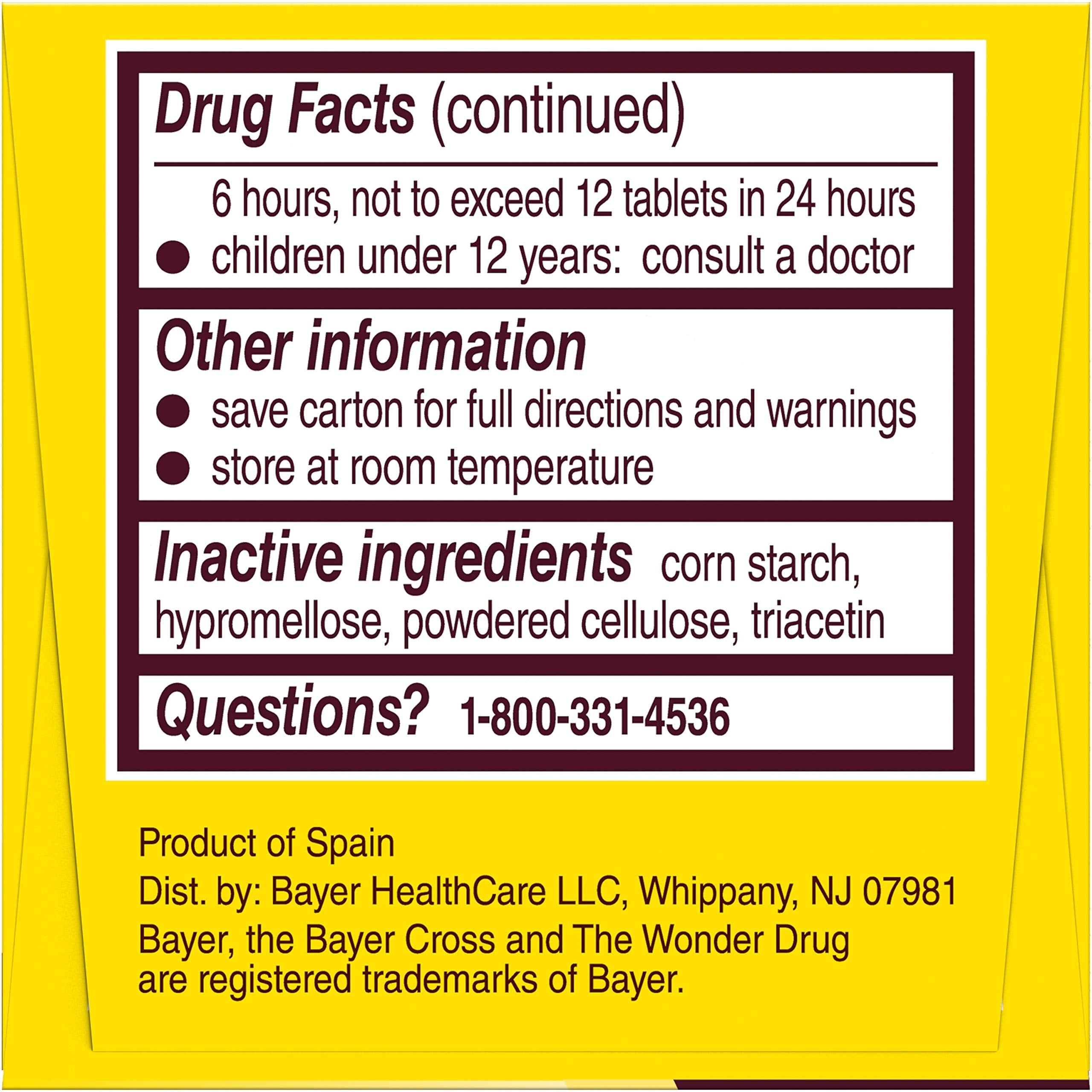Bayer health and wellness premium pain relief coated tablets side panel