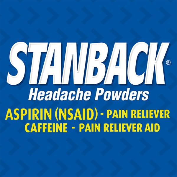Stanback pain reliever powder stick packs with aspirin and caffeine ingredients