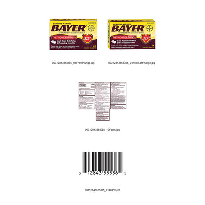 Bayer Genuine Aspirin twenty four count compact travel size medical bottle
