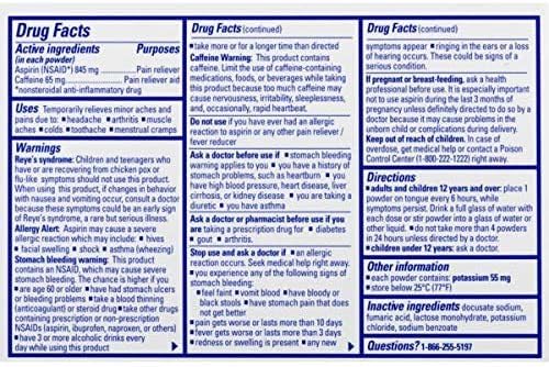 Stanback on the go headache powder stick packets usage instructions layout