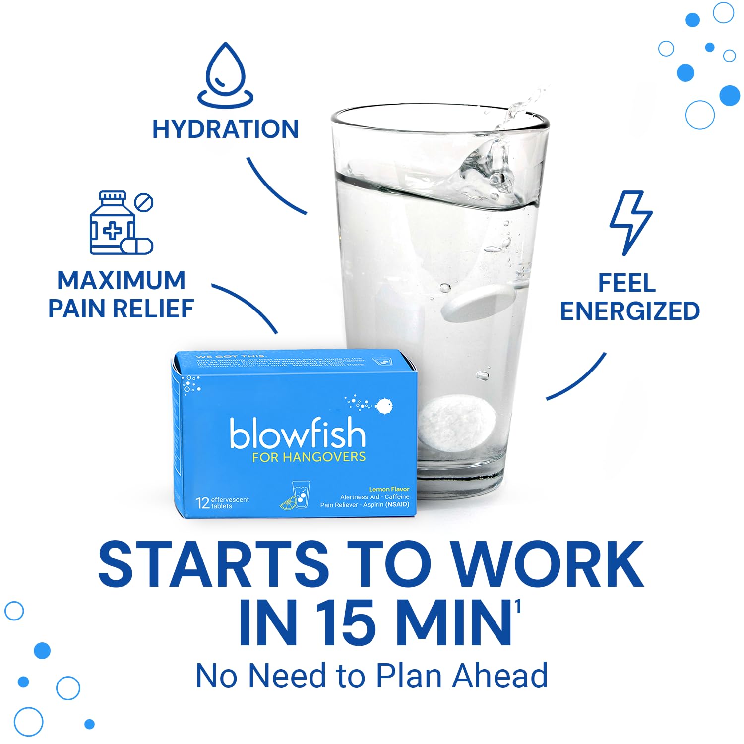 Blowfish morning hangover remedy four boxes multi pack showing supplement facts.