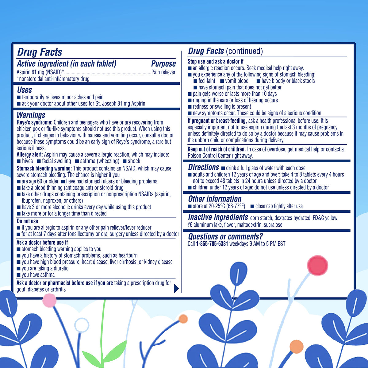 St. Joseph low dose adult aspirin regimen travel size bottle top view