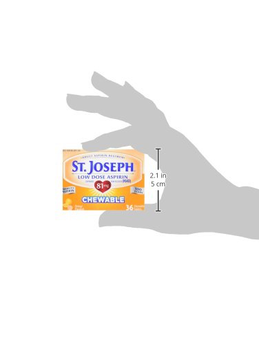 St. Joseph 81 milligram chewable aspirin 36 count box showing authentic seal