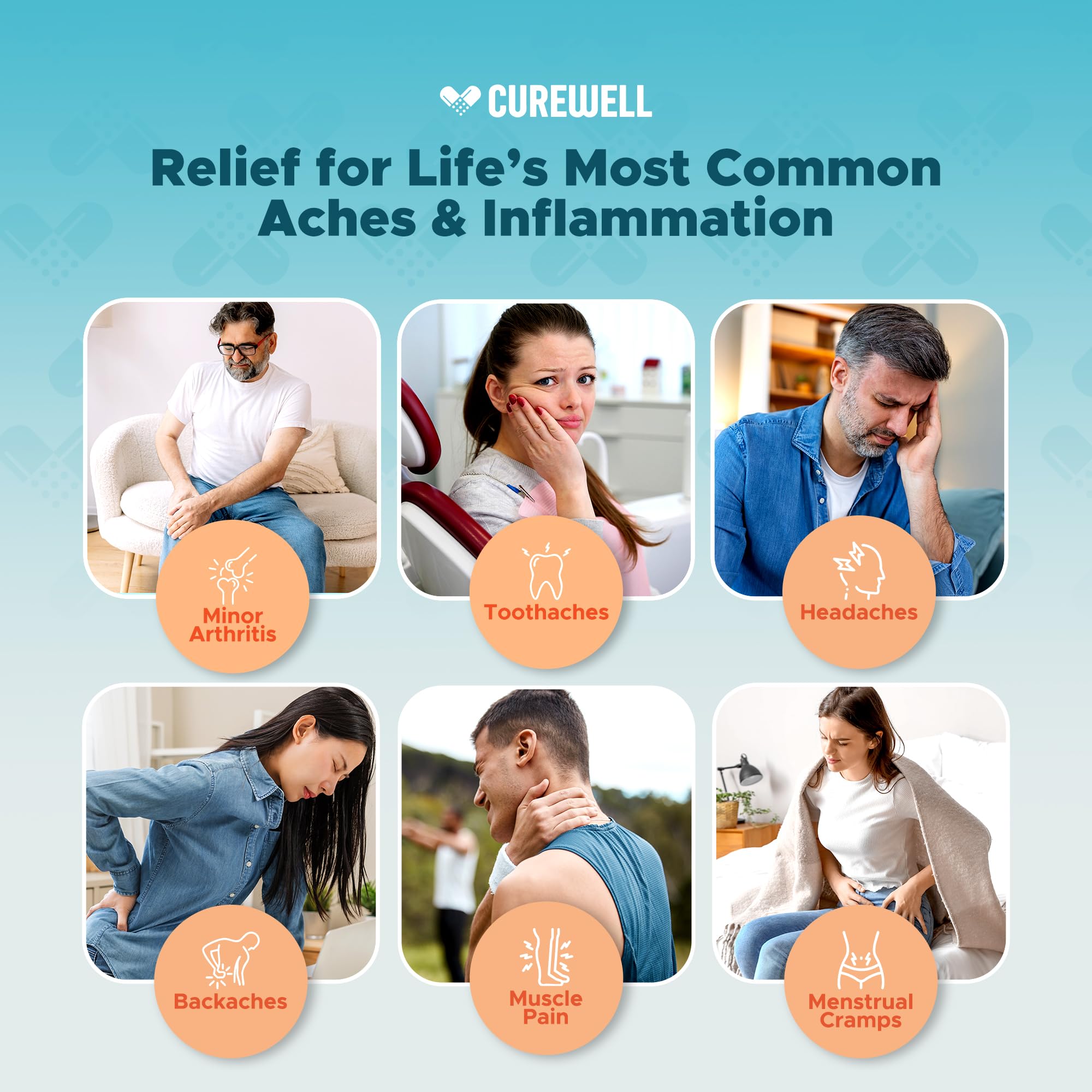 Curewell premium enteric coated aspirin bottle showcasing stomach protection seal