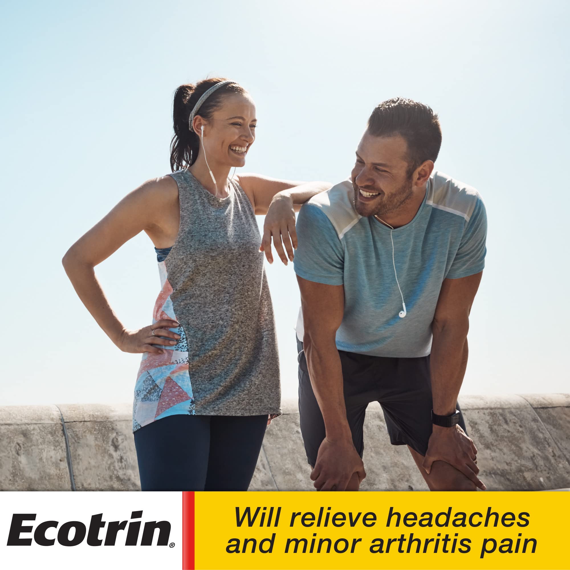 Ecotrin 325mg regular strength drug facts and ingredient label on the back of the bottle