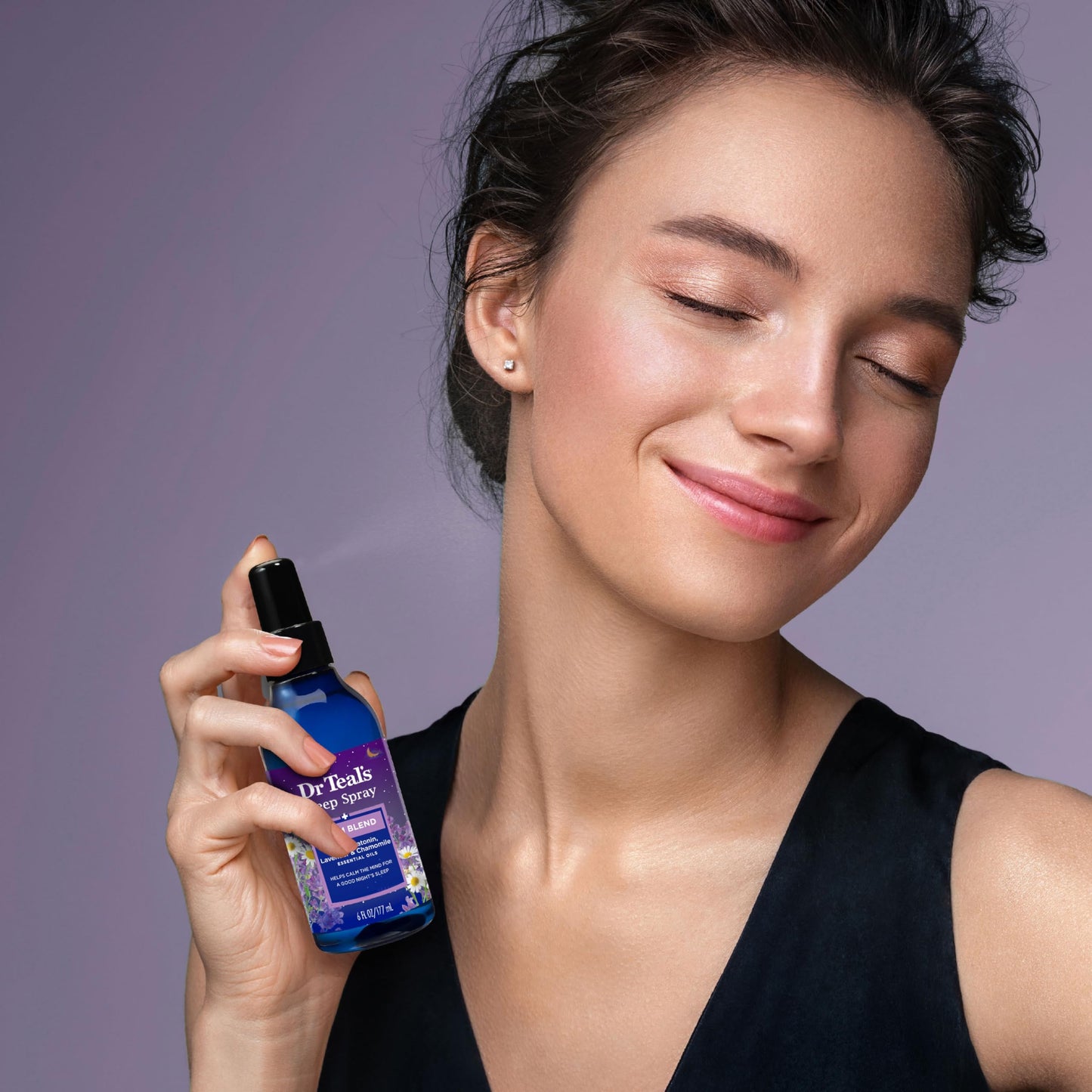 Vegan and cruelty free melatonin sleep spray for evening routines.