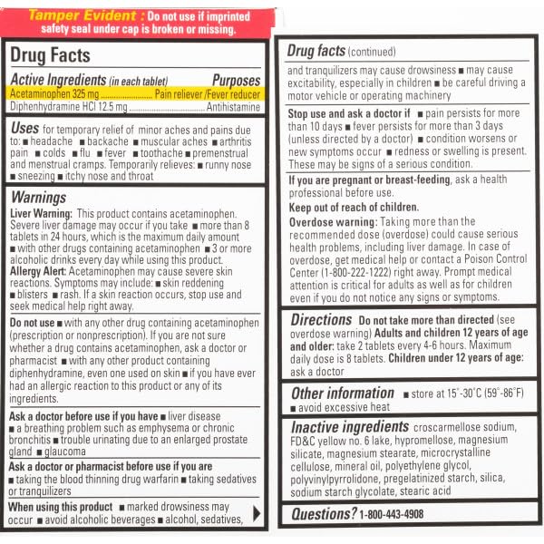 Percogesic non aspirin muscle ache reliever medical information panel