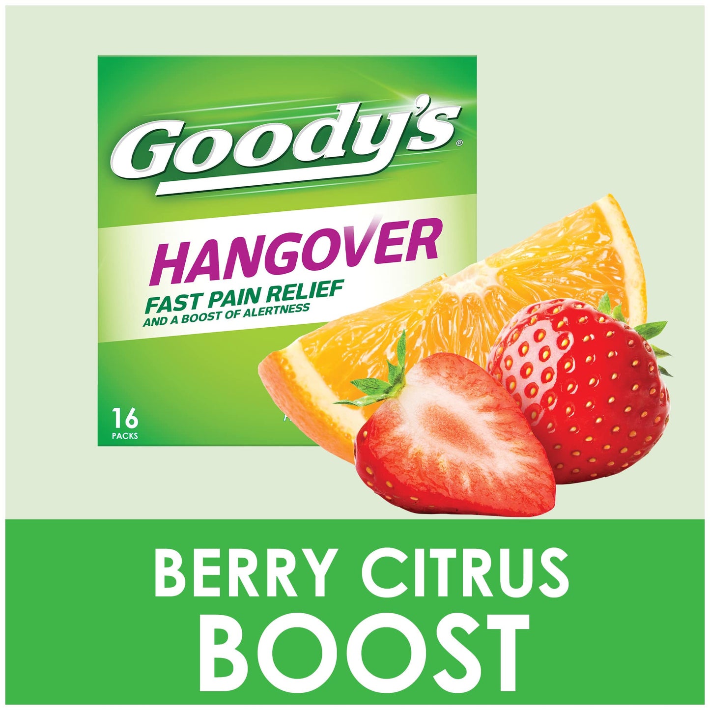 Goody's berry citrus flavor fast dissolving pain relief powder box side