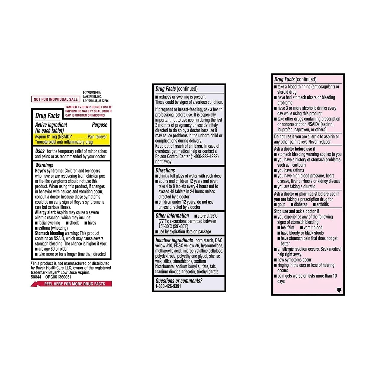Member's Mark enteric safety coated aspirin two bottle value pack